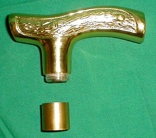 JWL (1) Cane Walking Stick Handle Fritz Style Cast Brass with Outside Connector 4
