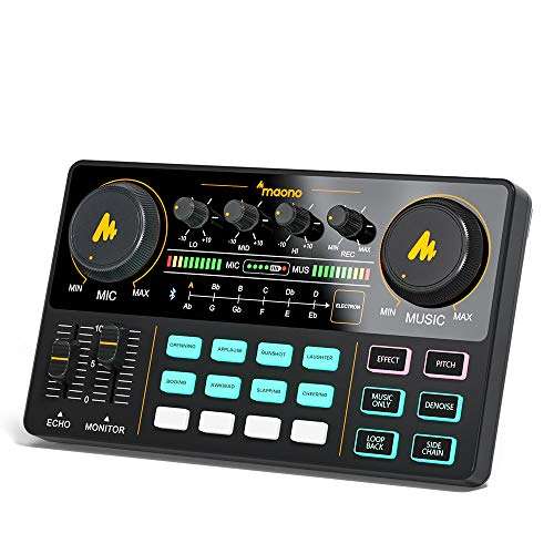 Maono AU-AM200 Audio Interface with DJ Mixer and Sound Card, ALL-IN-ONE Podcast Production Studio for Guitar, Microphone, Youtube Streaming, PC, Recording Studio and Gaming
