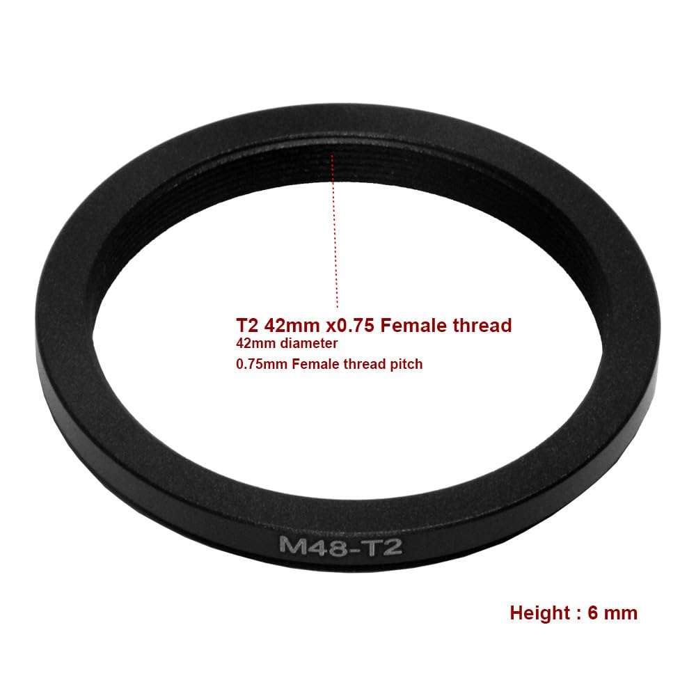 HAPPYTOPSTAR M48 (48mm 0.75mm Thread Pitch) to T2 M42 M42x0.75mm (42mm 0.75mm Thread Pitch) to M48-M42 mm Male to Female Coupling Ring Telescope Adapter 2