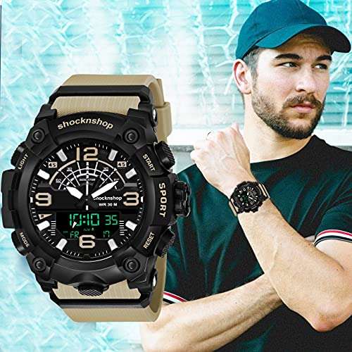 Shocknshop Analog Multifunctional Sports Digital Dial Wrist Watch for Men (Black Dial and Grey Strap) -W02GRY 6