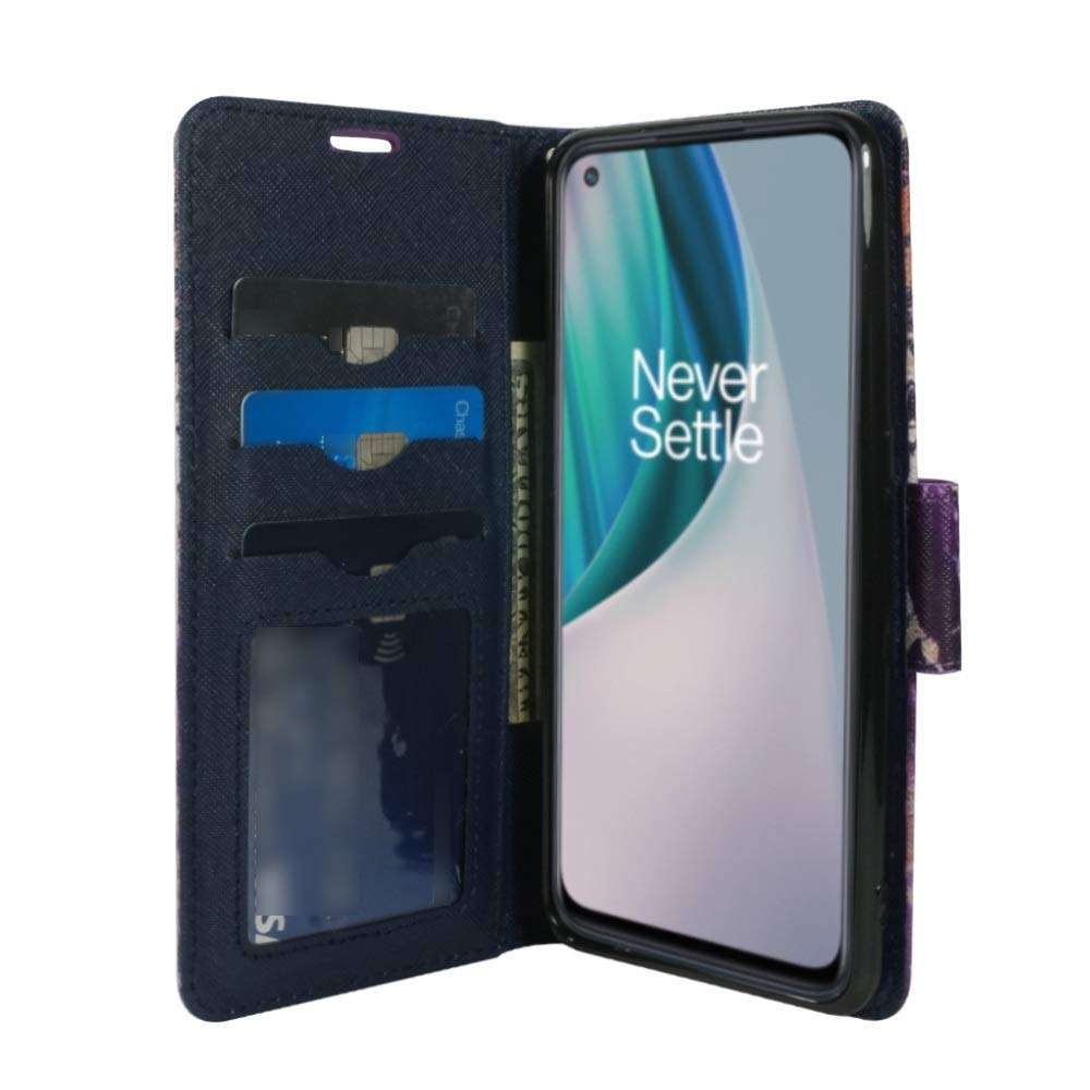 Zase Design for OnePlus Nord N10 5G Wallet Phone Case for Women Pouch PU Leather Flip Folio Cute Cover w/Kickstand ID Card Holder Money Slot Wrist Strap for OnePlus Nord N10 5G (Purple Gold Marble) 3
