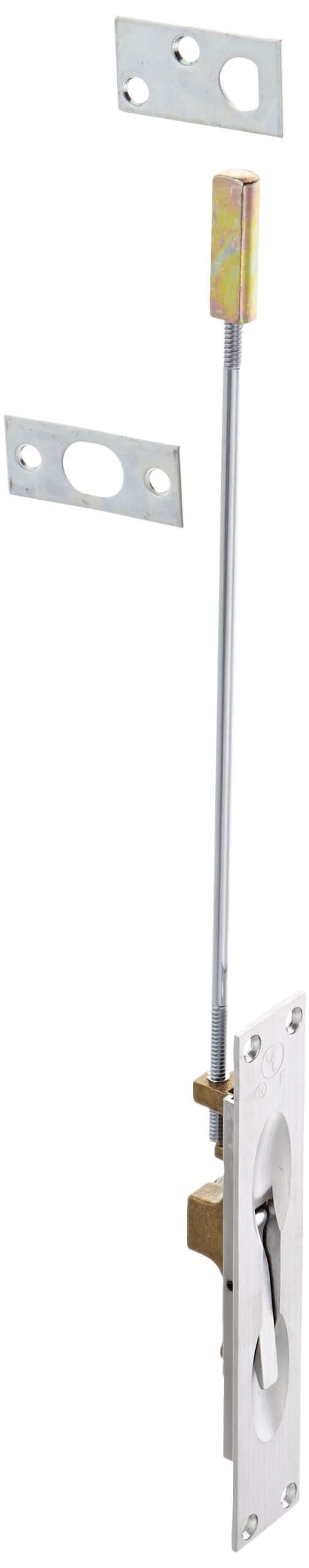 Rockwood 550.26D Lever Extension Flush Bolt for Fire-Rated Swinging Hollow Metal Doors, 1-1/4" Width x 6-3/4" Height Face Plate, Brass Satin Chrome Plated Finish