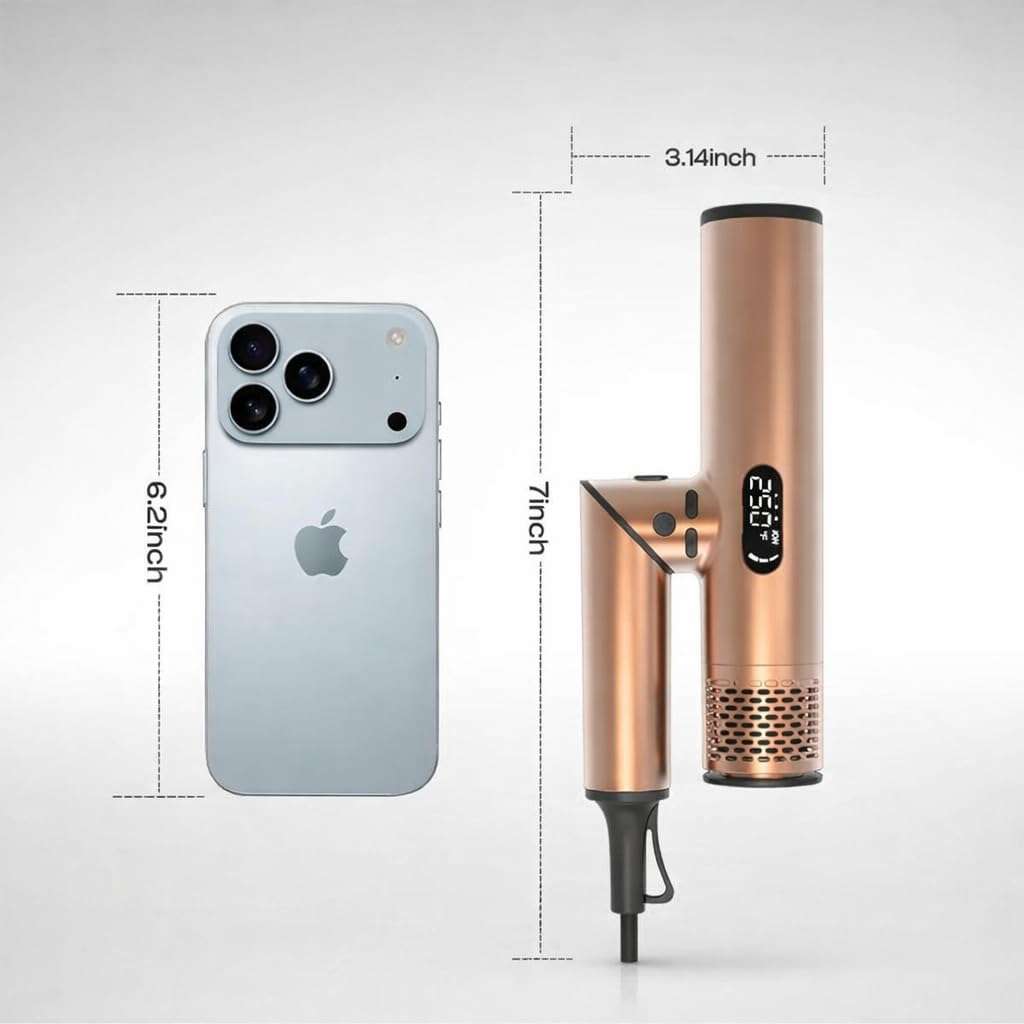 FusionHeat Dual Voltage Travel Hair Dryer with Magnetic Diffuser - 1500W High-Speed Ionic Blow Dryer, Worldwide 110V-240V, Ultra-Lightweight & Compact, Fast Drying with Smart Intelligent Heat Control 5