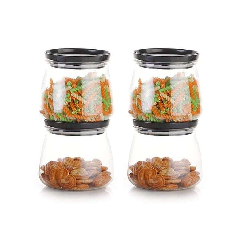 HELONIX Matka Shape Handi Kitchen Storage Containers - Plastic Grocery Container Black Pack of 8 4