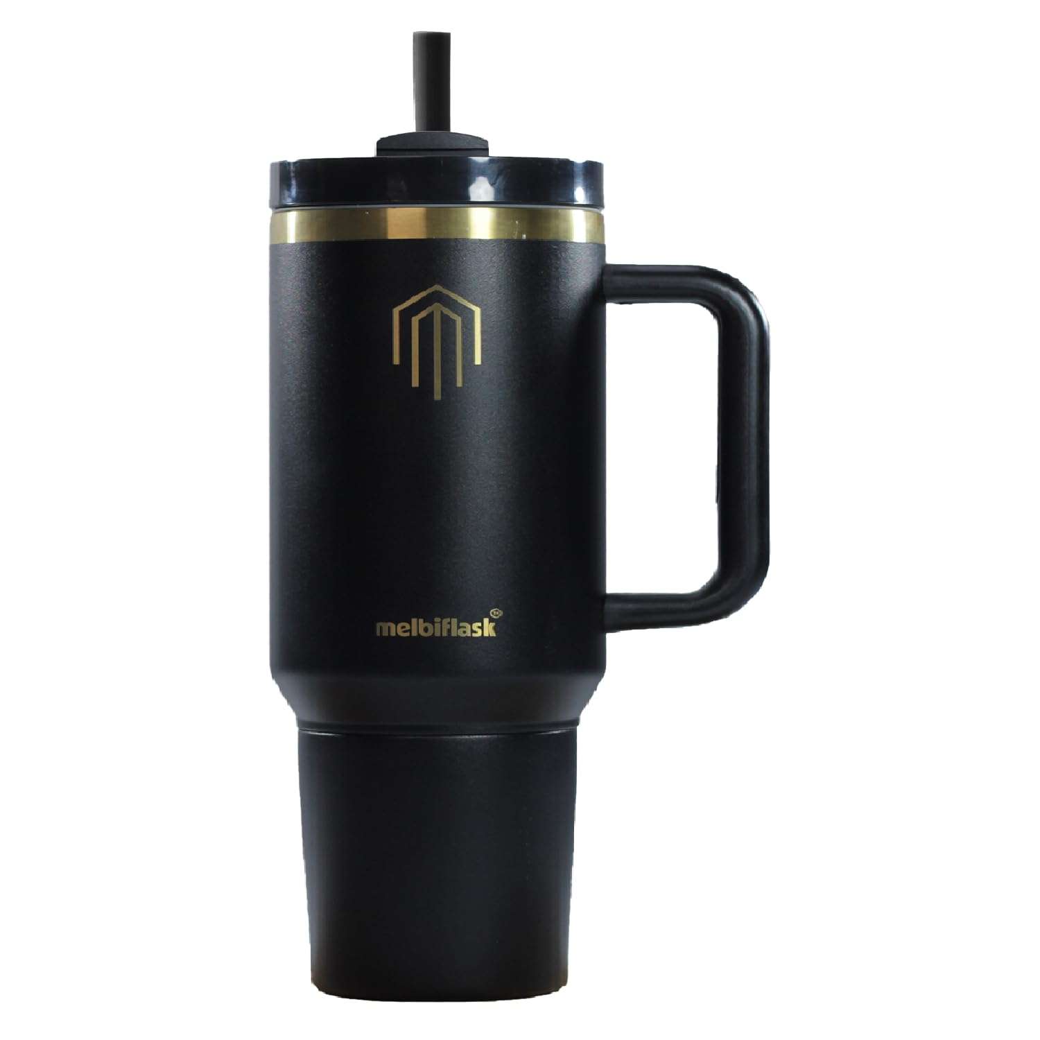 Melbify | 2 in 1 Melbicup Vacuum Insulated Mug with Storage Cup |1200 ML | Gold Rim | Hot 6 Hrs & Cold 12 Hrs | Thermos Mug with Hangle | Dual Sip Lid | Ideal for Travel, Office,Home, Gym & Gifts 1