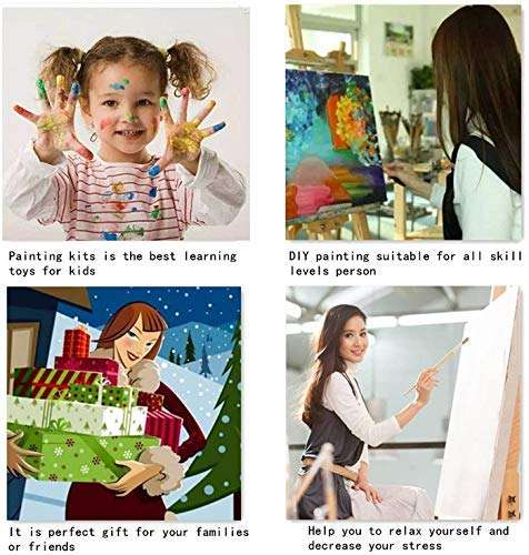 iKustar Paint by Numbers DIY Acrylic Painting Kits for Kids & Adults Beginner–16" W x 20" L Village hut Pattern(20"x16" Frameless) 6