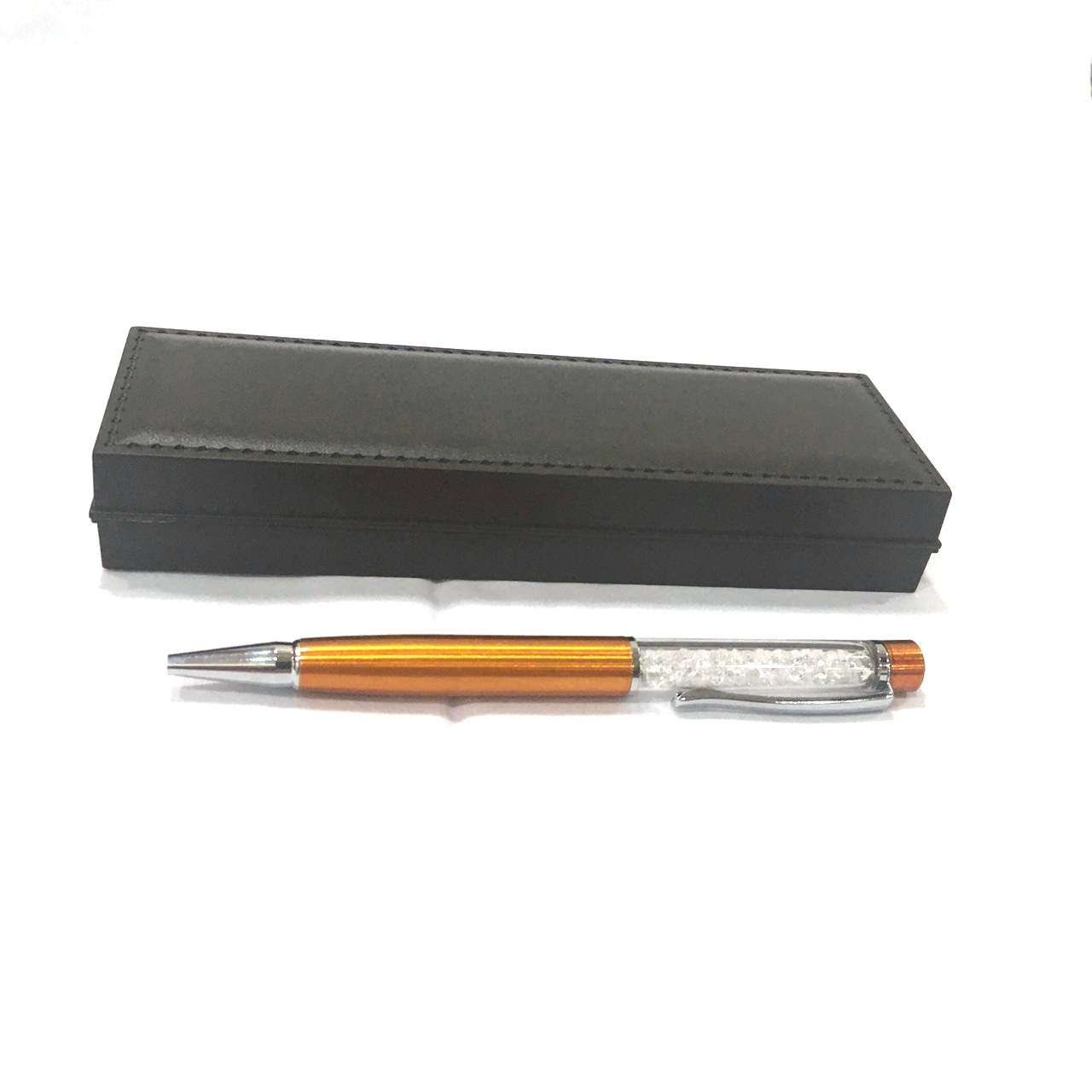 Msa Jewels Metal Royal Corporate Roller Ball Pen Gift || Unique Stylish | Blue Ball Point Pen Gift || Ideal For Gift, Office Use, etc (Crystal Orange) 4