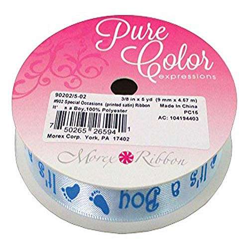 Morex Ribbons Its A Boy x 5yd Lt Blue Ribbon, 3/8" by 5 yd