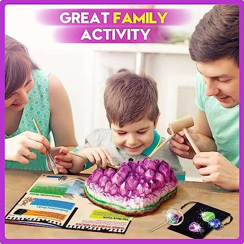 XXTOYS Gemstone Dig Kit - Dig Up 18 Real Gemstones and Crystals - Science Kits for Kids, STEM Toys for Age 6-8, Great Educational Geology Gifts for Boys & Girls Ages 5-7 5