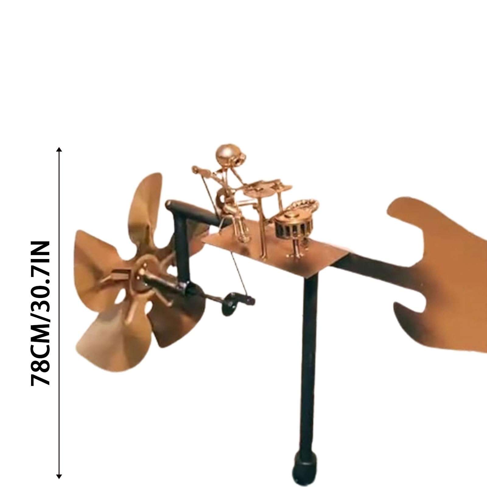 Handmade Metal Drummer Windmill, Percussionist Music Figurines and Statues, Rockin Art Figurine, Wind-Powered Kinetic Sculpture, Wind Spinners for Yard Lawn Garden Patio Decor, Drummer Decor (G_2 pcs) 3