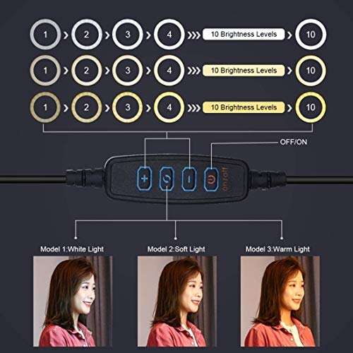 Hailiang 10" LED Ring Light with Tripod Stand Phone Holder Dimmable Desk Makeup Ring Light for Live Streaming YouTube Instagram Video Photography 2