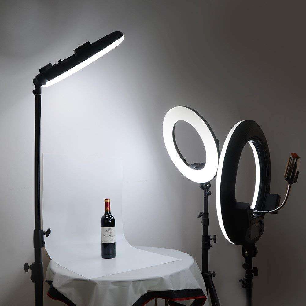 Yidoblo 18 Inch LED Ring Light Kit Bi Color Dimmable Photo Studio Video Portrait Film Selfie YouTube Photography Continuous Lighting Kits w Phone/Camera Holder,Makeup Mirror,Light Stand and Bag White 1