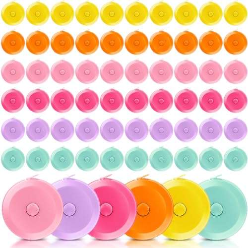 Kigeli 100 Pcs Tape Measure 60 Inch Retractable Measuring Tape Soft Measurement Tape Sewing Fabric Tape Measurer Flexible Pocket Cloth Fabric Measurement Digital Tape for Body (Multicolor) 1