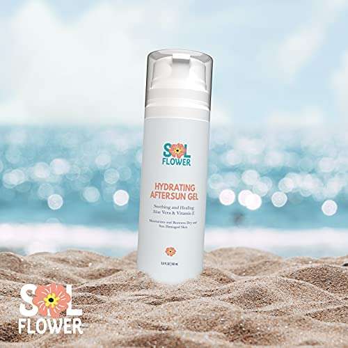 Solflower Hydrating After Sun Gel - For Dry & Sun-Damaged Skin - Aloe Vera & Vitamin E - Vegan, Paraben-Free - 5 Fl Oz 5