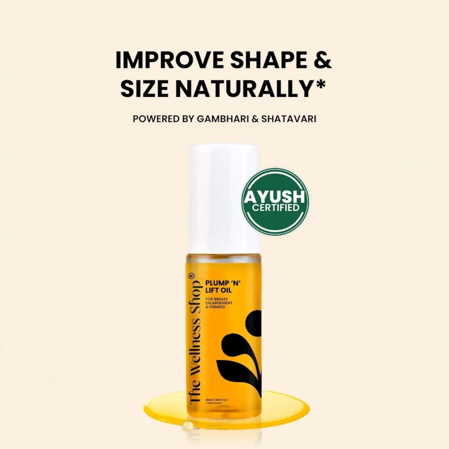 The Wellness Shop Plump N Lift Oil – Firming & Hydrating Body Oil for Youthful-Looking Skin | Tightening & Moisturizing Formula, Supple & Radiant Tone – 50ml Pack 6