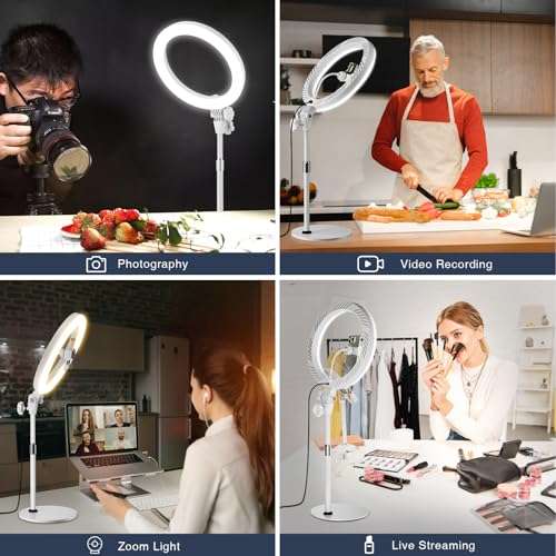 Desktop Ring Light with Stand and Phone Holder, Zoom Lighting for Computer Video Conference, Video Calls, Home Office, Laptop- Soft Lighting for Video Recording, Podcasts, Streaming Studio 2