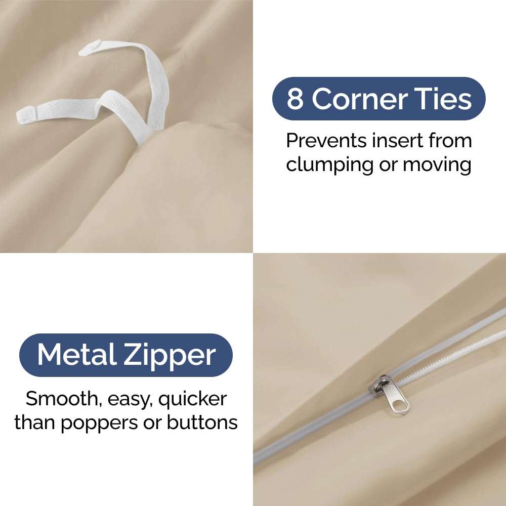 Twin XL Size Flat Bed Sheet + Duvet Cover Bundle - Hotel Luxury Single Flat Bottom Sheet Only - Fits Mattresses with Deep Pockets between 8 to 16 inches - Ultra Soft, Breathable & Wrinkle Free - Wheat 4