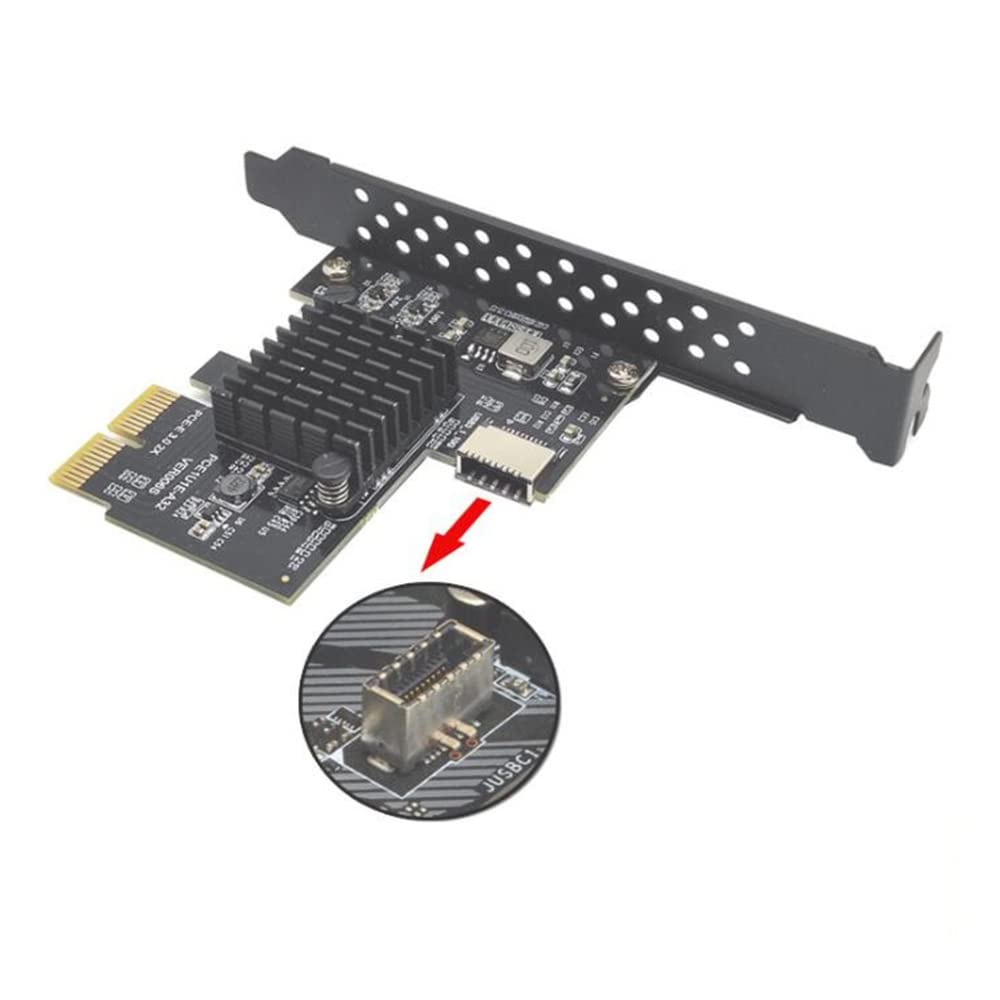 PCI-E 2X to USB3.1 A-Key Gen2 Front Type-E Expansion Card,10Gbps Type-E Internal 20-Pin Front Panel Connector Riser Card 3