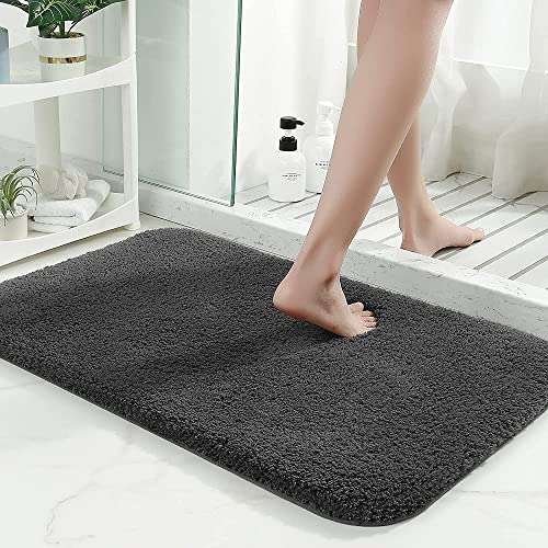 VMPS | Bath Mats for Bathroom Non Slip Ultra Thick and Soft Plush Striped Floor Mats Bath Rugs Set, Microfiber Door Mats for Kitchen/Living Room (Pack 1 Size 16" x 24" Inch) Grey 1