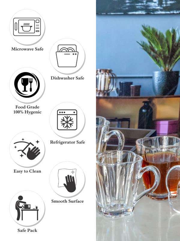 Goodhomes Glass Tea/Coffee Mugs Set of 6pcs 200ml YJZB-2409-4 5