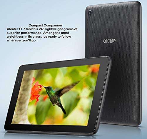 Alcatel 1T 7.0" 9013A (16GB, WiFi + Cellular) Face Unlock, Android 10, GPS, Tablet + Phone US 4G Volte GSM Unlocked (T-Mobile, AT&T, Metro PCS, Straight Talk) (Prime Black) 5
