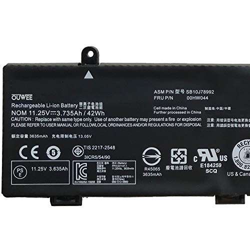 OUWEE 00HW044 Laptop Battery Compatible with Lenovo ThinkPad Yoga 11E Chromebook/Yoga 11E 3rd Gen Series Notebook SB10J78992 00HW043 SB10J78991 00HW042 SB10J78990 11.25V 42Wh 3735mAh 2
