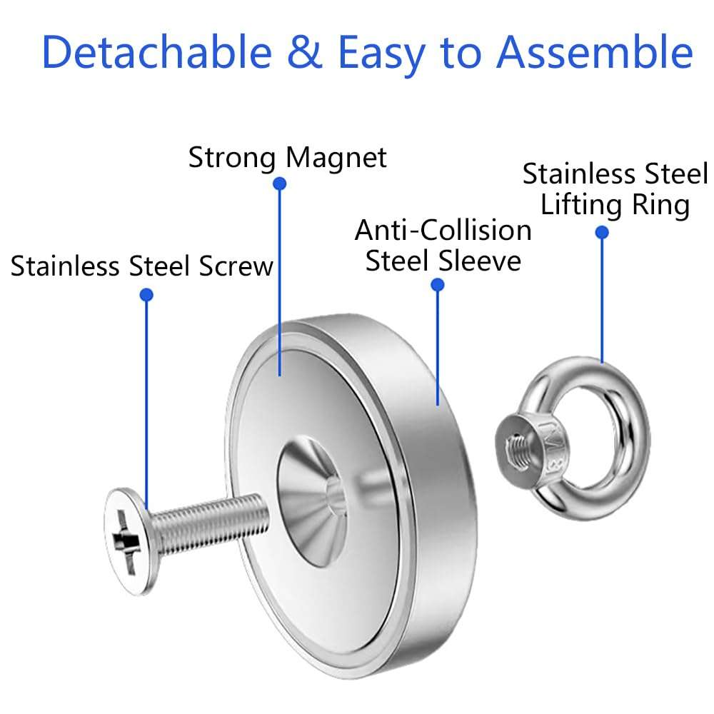 36mm Fishing Magnet, 20-39kgf Vertical Pulling Force Strong Magnets, Powerful Magnet Heavy Duty, Magnets Fishing for Underwater Retrieval, Salvage and Fishing (No rope included) 5