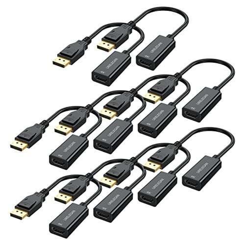 URELEGAN Displayport to HDMI Adapter 10-Pack, 4K UHD Not Bidirectional Display Port DP to HDMI Cable Male to Female Port Support Video & Audio Compatible with Computer, PC, Monitor, Projector, HDTV