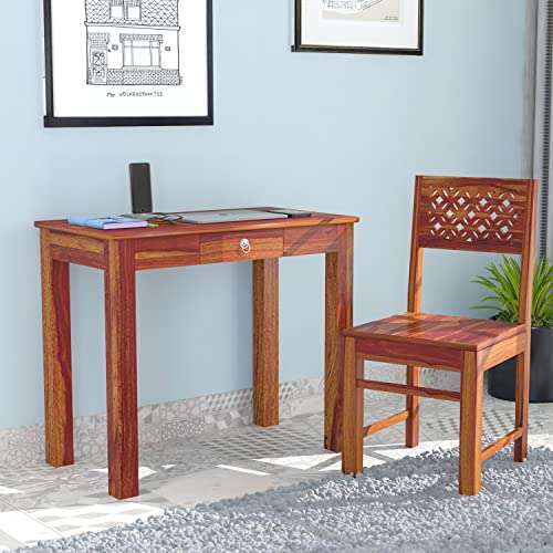 SH Furniture Solid Sheesham Wood Study Table for Study Room, Study Table for Students, Workstation Table, Computer Table, Laptop Table, (Without Chair) - Honey Finish 1