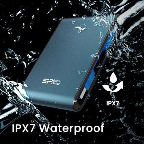 Silicon Power 1TB Rugged Portable External Hard Drive Armor A80, Waterproof USB 3.0 for PC, Mac, Xbox and PS4, Blue 6