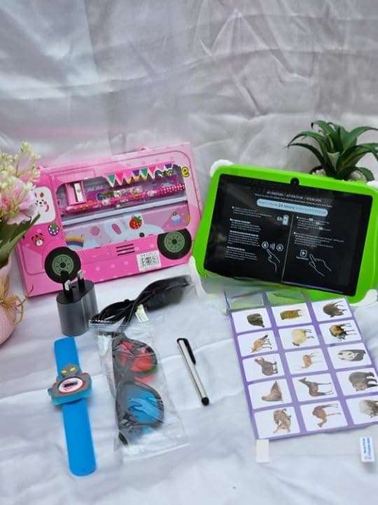 CUPEX Kids Tablet 7 Inch with Case with Cartoon Lion Design, Green Protective Cover, Educational Device Holder with Stand 3