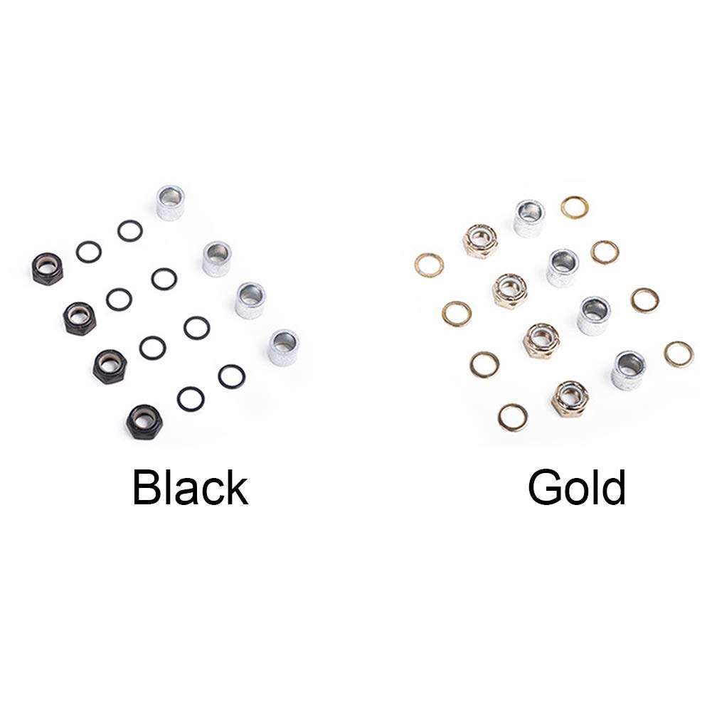 CfoPiryx Skateboard Truck Speed Kit Durable Round Metal Spacers Washers Repair Nuts Kit Washers Nuts Spacers for Bearing Performance Men Women Outdoor Skateboarding Trucks 4