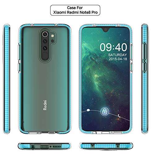 CaseExpert Xiaomi Redmi Note 8 Pro Case, Ultra-Slim Soft Transparent Clear Case with Color Bumper Gel Silicone TPU Back Cover for Xiaomi Redmi Note 8 Pro 4