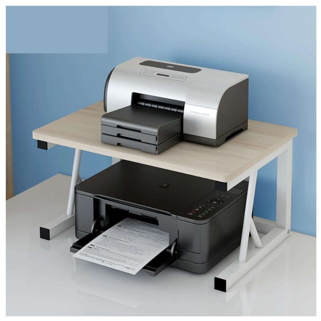 UWEREBFM Printer Stand Printer Stand Printer Desk Stand, Desktop Printer Stand 2 Tier Organizer Shelves, Computer Desktop Countertop Display Shelf Paper Shredder Stand 1