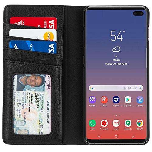 Case-Mate - Wallet Folio - Samsung Galaxy S10+ Leather Wallet Folio Case - Black Leather 5