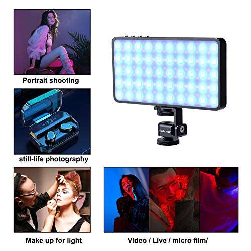 Fantaseal Portable Full Color RGB LED Video Light +Soft Box Set, Mini Smart Vlogging On Camera Lighting Panel, Idea Kit for YouTube Photograph Studio(4500mAh Fast Rechargeable Battery, 12W) 4