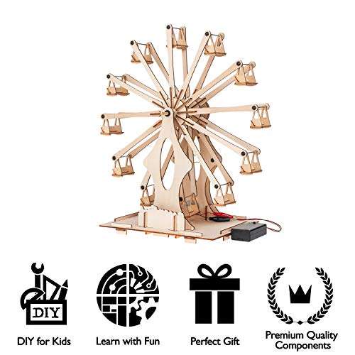 Wooden Ferris Wheel - DIY 3D Puzzle & Educational Creative Crafts Kit - STEM Projects for Kids Ages 8-12-16, Boys & Girls - Construction Toys Set - Model Building Kit for Christmas & Birthday Gifts 6