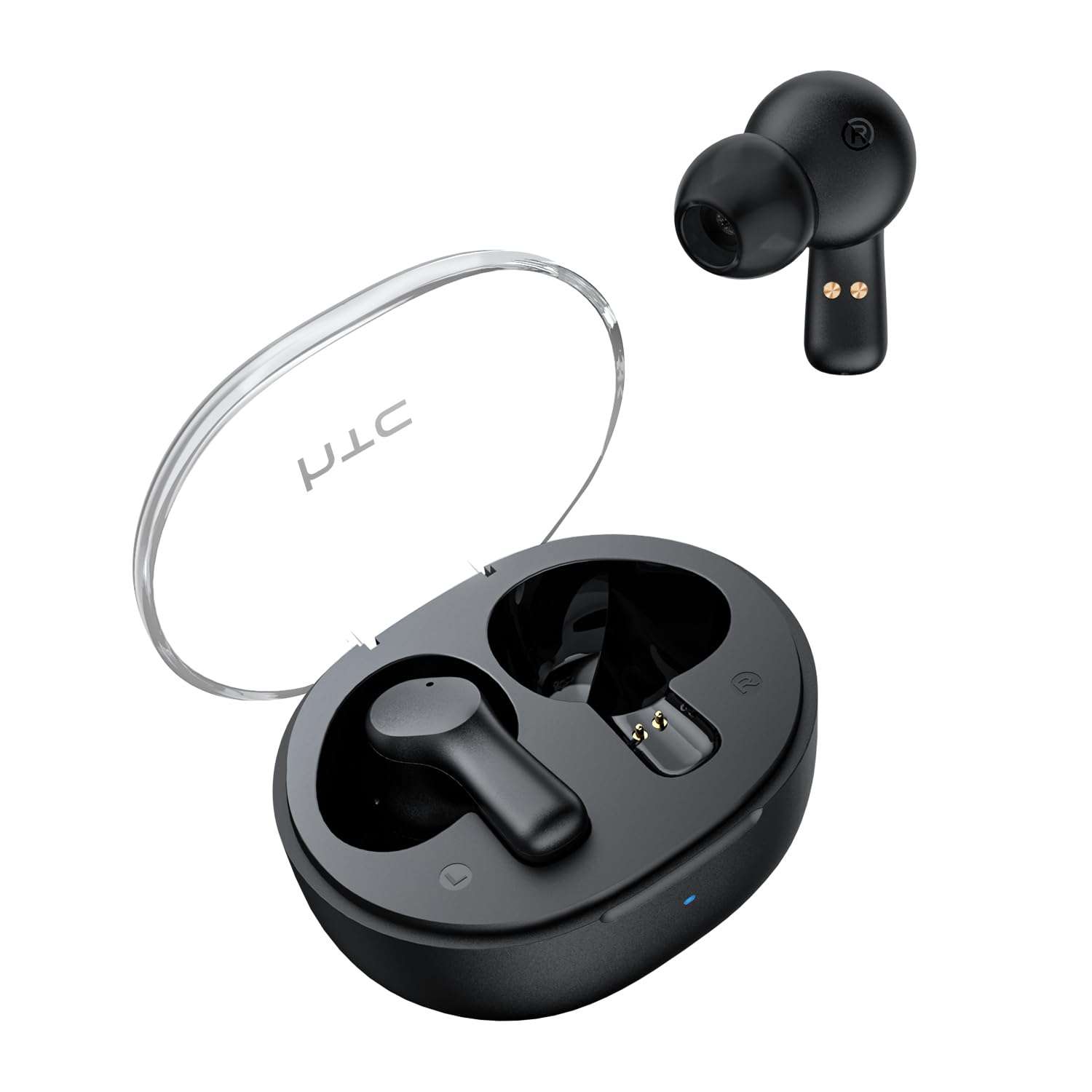 HTC True Wireless Earbuds 1 Bluetooth Stereo Earphones, in Ear Headphone with Transparent Charging Case, 32-Hour Playtime/Built-in Microphone/Touch Control for Calling -Crystal Black 1