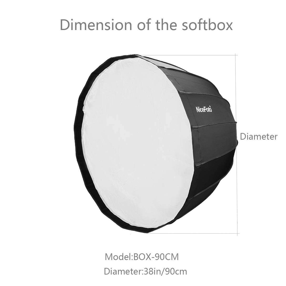 Nicefoto 90cm Umbrella Softbox Photography Studio SoftBox with Grid Carry Bag Diameter 90cm for Photography Bowens LED Flash Light for Portrait Wedding Product Photography 3