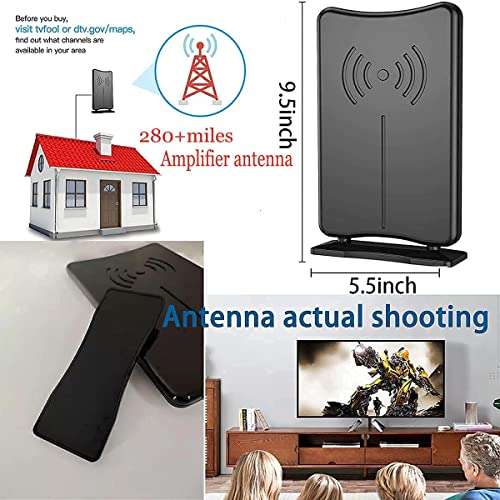 TV Antenna Indoor/Outdoor Digital HDTV Antenna Long 280Miles Range with Smart Switch Amplified Signal Booster, Support 4K 8K 1080P Fire Stick Smart TV and All TV's-17FT Coax Cable/AC Adapter 2