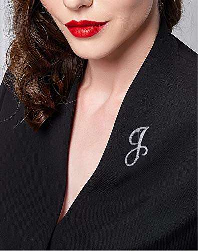 LiaSun 26 Letters Brooches Silver Plated Metal Broaches Pins-Clear Crystal Initial Breastpin (1pcs-A) 5