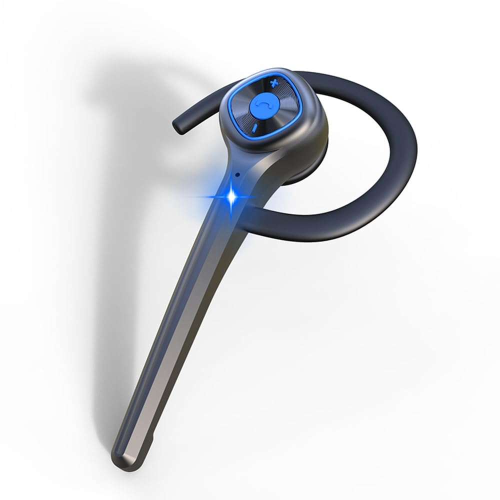 AYI Wireless Bluetooth Earpiece Headphone Dual Noise Cancelling Mic Painless Open-Ear Handsfree Headset Stereo Sound Left/Right Changeable Earhook Earphones for Driving/Business/Gym