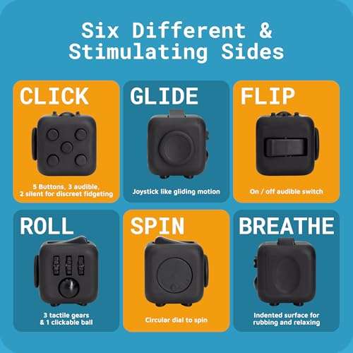 Antsy Labs The Original Fidget Cube, Stress Relief Desk Toy with 6 Sides, Gadget for Focus, Anxiety Relief, Sensory Processing Challenges, Fun Gift for Kids, Teens, and Adults, Pocket-Sized, Dice 5