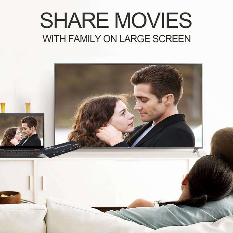 Microware 4K@60hz HDMI Switch 6 Port HDMI Matrix Switch 6x2 HDMI Splitter 4K with Optical SPDIF Toslink & 3.5mm Audio Extractor for PS4/XBox/Apple TV 4