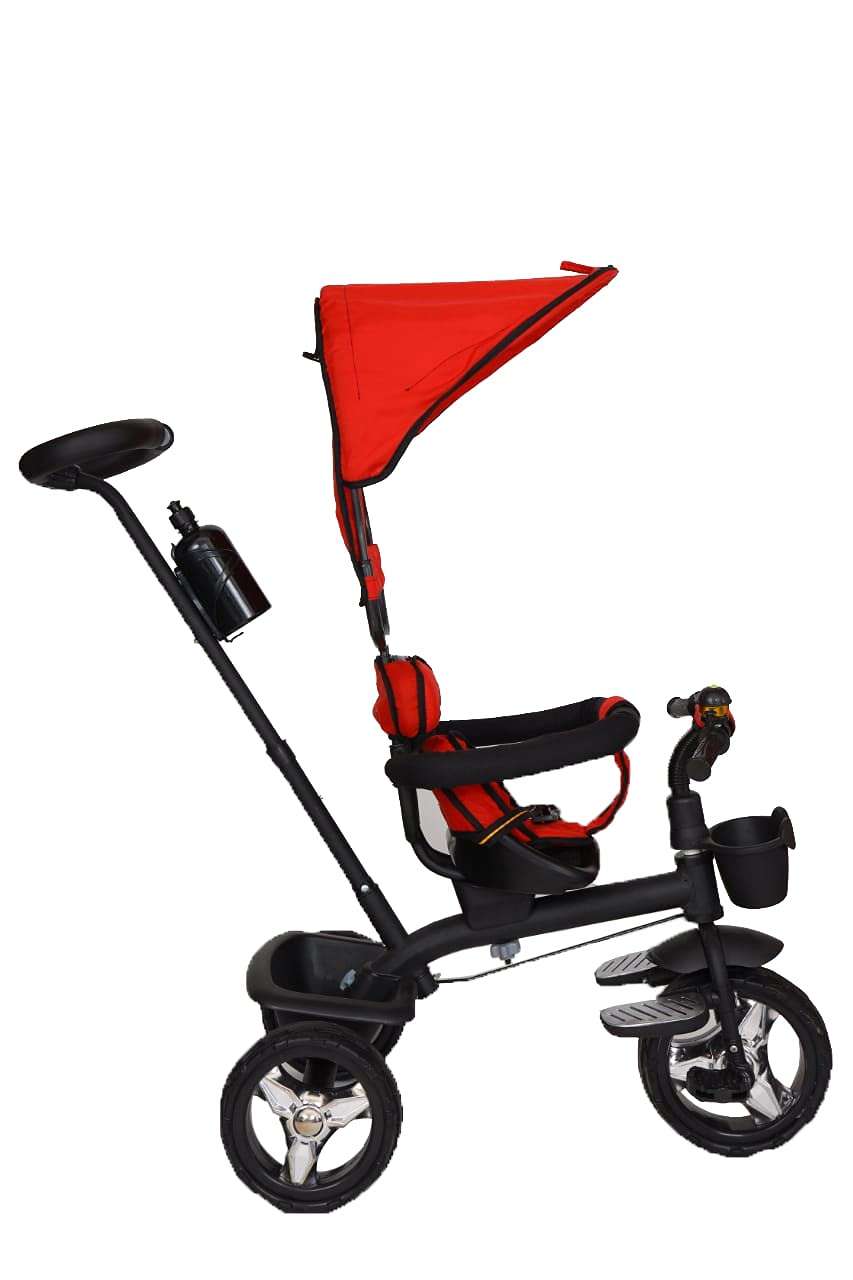 BABY SMILE Small Kids Cycle Toys Baby Tricycle with Parental Push Handle, Smart Plug & Rubber Wheels Trikes for 1.5 Years to 5 Years Kids (Red_07) 1