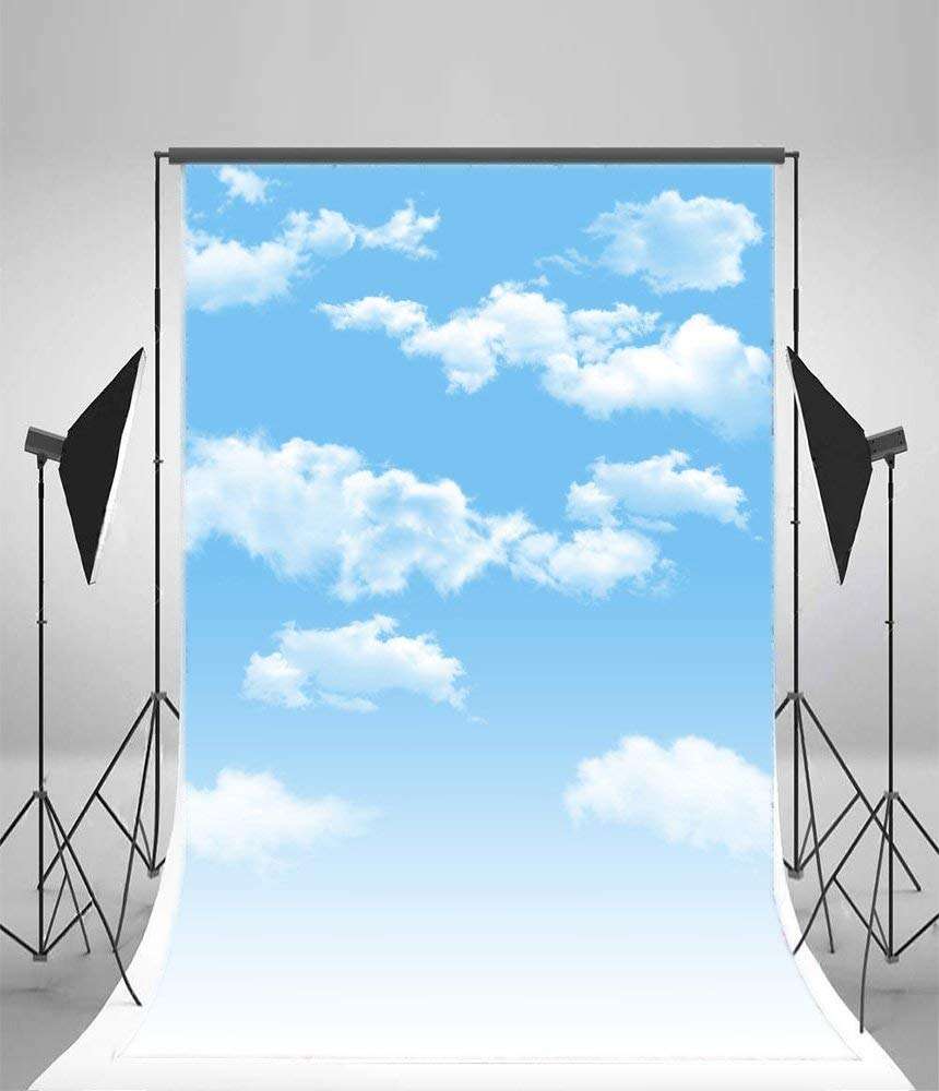 AOFOTO 3x5ft Blue Sky Backdrops White Clouds Photo Shoot Background Photography Studio Props Digital Video Drop Baby Infant Kid Newborn Toddler Artistic Portrait 4