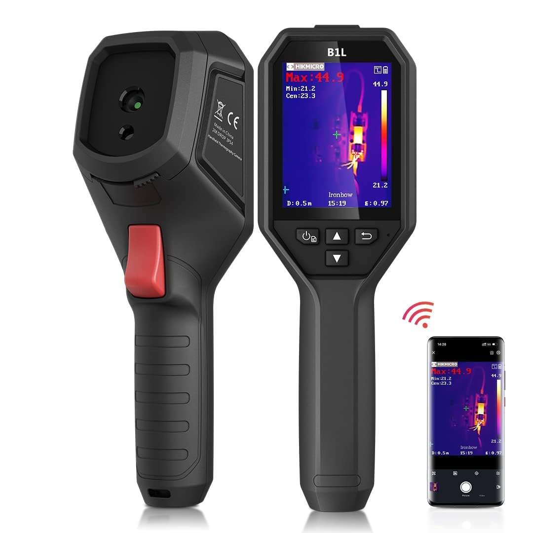 HIKMICRO B1L 160 x 120 IR Resolution Thermal Imaging Camera with WiFi, 25Hz Refresh Rate, 3.2" LCD Screen, Handheld 19200 Pixels Thermal Imager with High Temperature Alarm 1