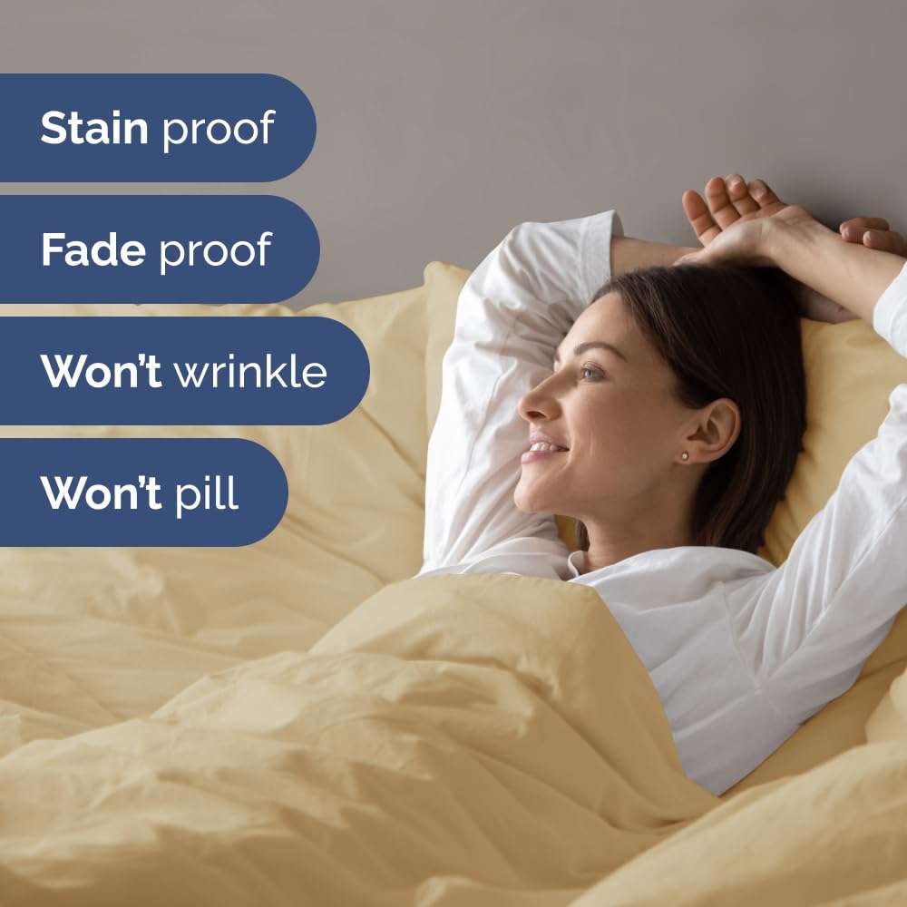 Cal King Size Flat Bed Sheet + Duvet Cover Bundle - Hotel Luxury Single Flat Bottom Sheet Only - Fits Mattresses with Deep Pockets between 8 to 16 inches - Soft, Breathable and Wrinkle Free - Beige 6