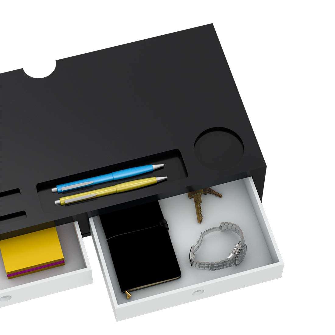 Bambloom Monitor Stand Riser with Drawer - Desk Shelf Organizer Keyboard Storage Black 22" x 10.6" x 4.7" 5