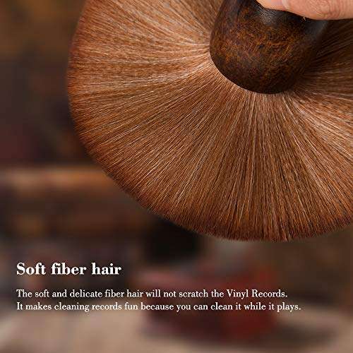 Carbon Vinyl Cleaning Brush, Soft Anti-Static Brush for Disc Cd LP Scratch Repair Dust Remover, Vinyl Record Cleaner Kits, Turntable Accessories 4